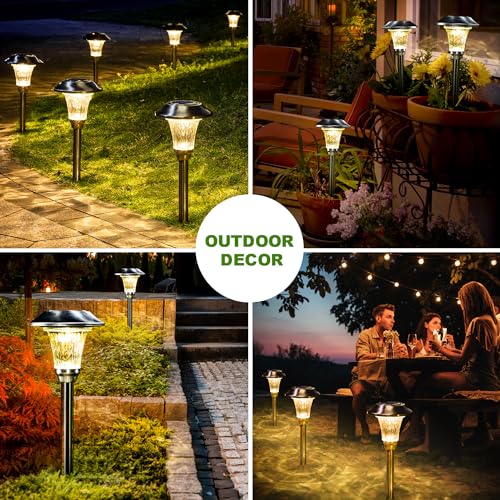 GIGALUMI Solar Pathway Lights, 8 Pack, Warm White - Image 2