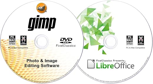 PixelClassics GIMP Photo Editor + LibreOffice 2024 Disc