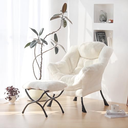 Givjoy Plush Lazy Chair With Ottoman - Image 5