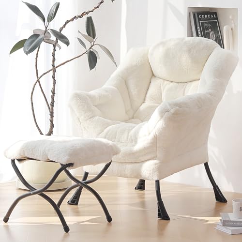 Givjoy Plush Lazy Chair With Ottoman - Image 2
