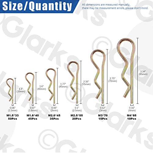Glarks Hairpins R Clips Cotter Pins Assortment Kit - Image 2