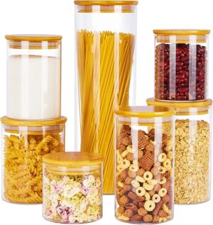 Vtopmart Glass Food Storage Jars, Airtight Lids