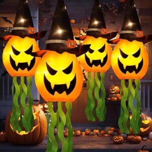 Cuorung Glowing Pumpkin Witch Hat with Lights