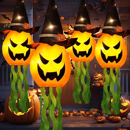 Cuorung Glowing Pumpkin Witch Hat with Lights