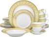 Euro Porcelain Gold 60 Piece Dinnerware Set ‘Greek Key’