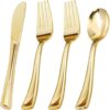 BESTVIP Gold Disposable Cutlery Set, 200PCS