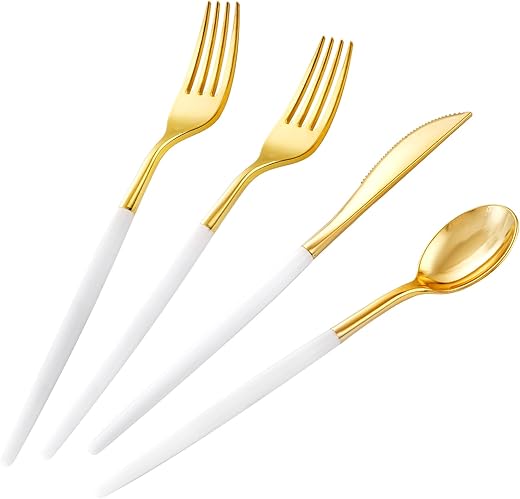 SUT Gold Disposable Silverware Set, 160Pcs