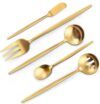 VANVRO Gold Matte Silverware Set, 5-Piece Stainless Steel
