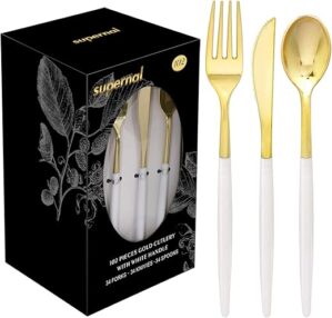 supernal Gold Plastic Cutlery Set 102pcs