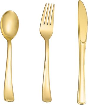 N9R Gold Plastic Silverware 500PCS Set
