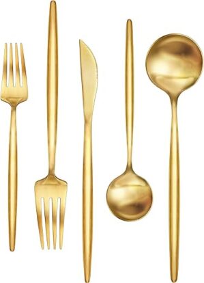 EWFEN Gold Silverware Set, 30-Piece Stainless Steel Cutlery