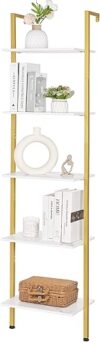 ELYKEN Gold & White 5-Tier Wall Bookshelf