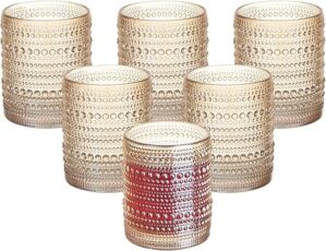 XKXKKE Golden Hobnail Beaded Drinking Glasses Set