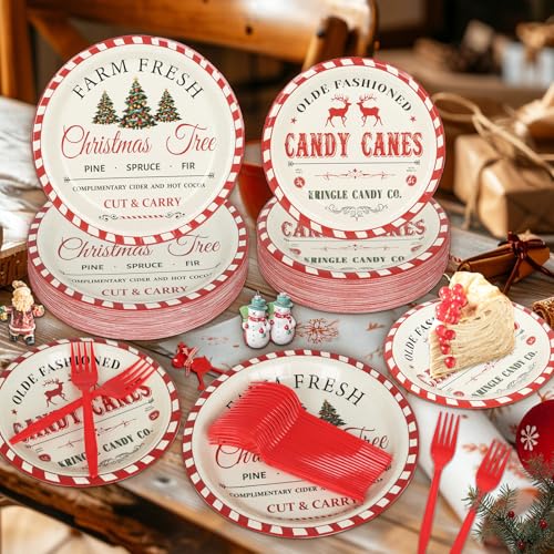 GOLDGAO Christmas Farmhouse Plates And Napkins Set - Image 4