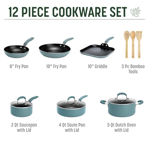 Goodful Ceramic Nonstick Pots And Pans Set, 12-Piece - Image 2