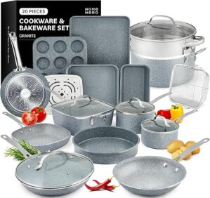 Home Hero Granite Non Stick Cookware Set (20 Pcs)
