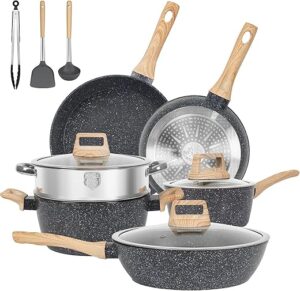 SODAY Granite Nonstick Cookware Set, 12pcs