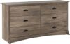 Prepac Gray Double Dresser, 6-Drawer, DDC-6330-V