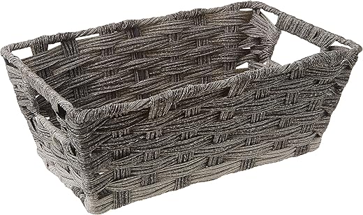 Whitmor Gray Wash Split Rattique Shelf Tote