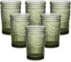ZMOWIPDL Green Textured Flower Design Glass Tumblers