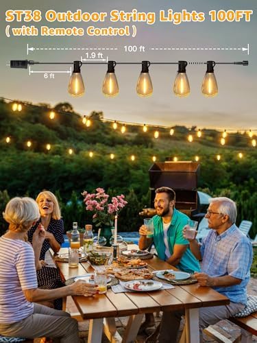Guhope Dimmable Outdoor String Lights, 100 FT - Image 2