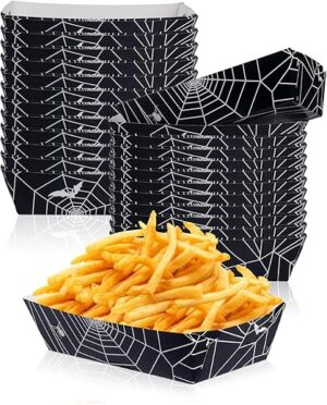 Glavatrix Halloween Black Paper Nacho Trays, 24 PCS