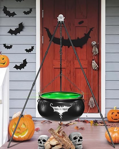DJROLL Halloween Decorations: Cauldron With String Lights