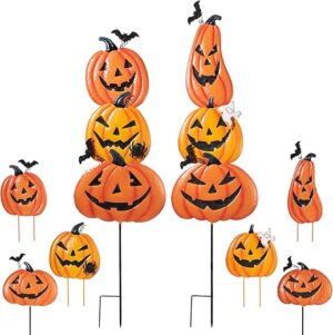 Beterzack Halloween Garden Stakes: Metal Pumpkin Decor