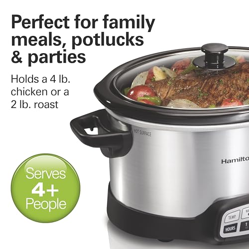 Hamilton Beach Programmable Slow Cooker, 4 Quart, Silver - Image 4