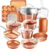 GOTHAM STEEL Hammered Copper 20 Piece Cookware Set