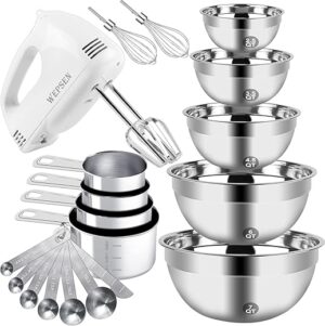 WEPSEN Hand Mixer Set With Stainless Steel Bowls