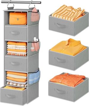 Pipishell Hanging Closet Organizer 6-Shelf, Dark Gray