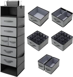 LOVSTORAGE Hanging Closet Organizer With Drawers