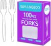 SUYANGECO Heavy Duty Clear Plastic Forks Set