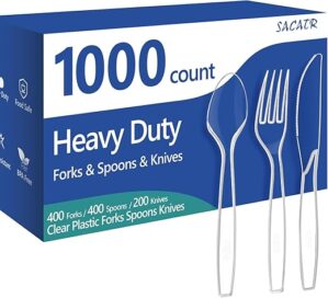 SACATR Heavy Duty Disposable Plastic Silverware Set