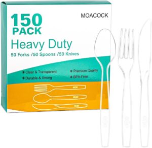 MOACOCK Heavy Weight Disposable Plastic Cutlery Set