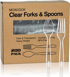 MOACOCK Heavy Weight Disposable Plastic Silverware Set