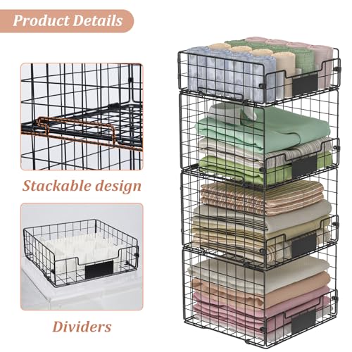 Hencawima 4 Pack Stackable Closet Storage Shelves - Image 5
