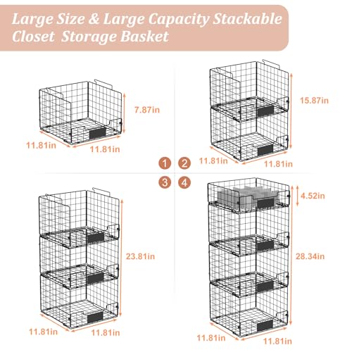 Hencawima 4 Pack Stackable Closet Storage Shelves - Image 2