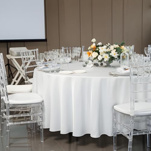 Heneger 8 Pack White Round Tablecloth 120 - Image 3