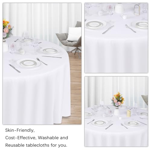 Heneger 8 Pack White Round Tablecloth 120 - Image 5