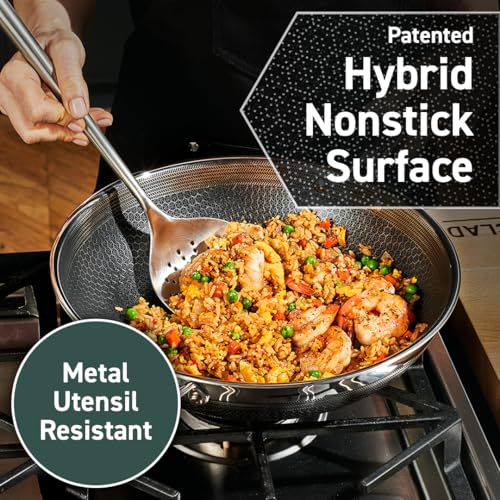HexClad Hybrid Nonstick 12-Inch Wok, Stay-Cool Handle - Image 4