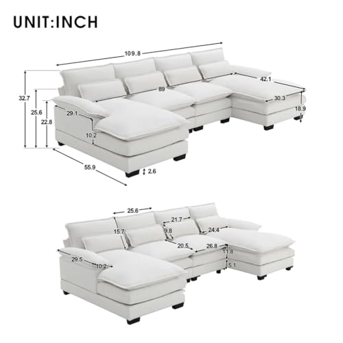 HFRUUWSEHJJKK U-Shaped 6-Seat Upholstered Sectional Sofa - Image 3