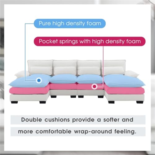 HFRUUWSEHJJKK U-Shaped 6-Seat Upholstered Sectional Sofa - Image 5