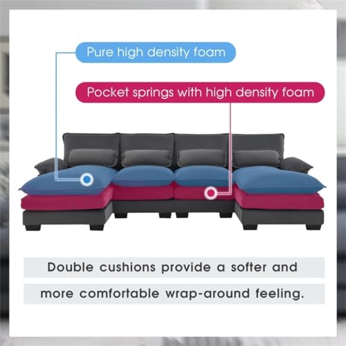 HFRUUWSEHJJKK U-Shaped Sectional Sofa With Pillows - Image 5
