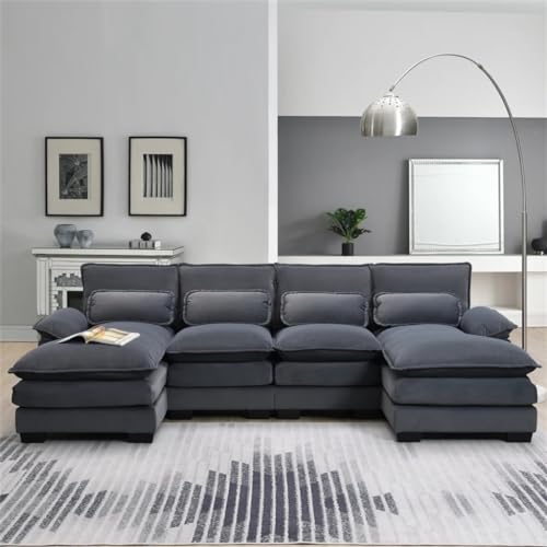 HFRUUWSEHJJKK U-Shaped Sectional Sofa With Pillows - Image 2