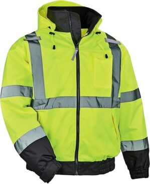 Ergodyne Hi-Vis Winter Bomber Jacket, Lime