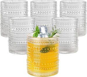 Amyoole Hobnail Drinking Glasses Set, Clear Vintage