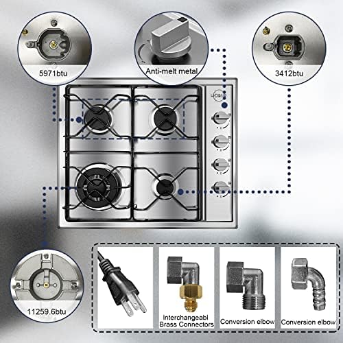 Hobsir hob 4 Burner Stainless Steel Gas Cooktop - Image 3