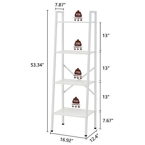 Hoctieon 4-Tier Industrial Ladder Bookshelf, Metal Frame - Image 3